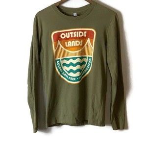 OUTSIDE LANDS 2018 Mens Green Graphic Long Sleeve T Shirt Size S Festival Music